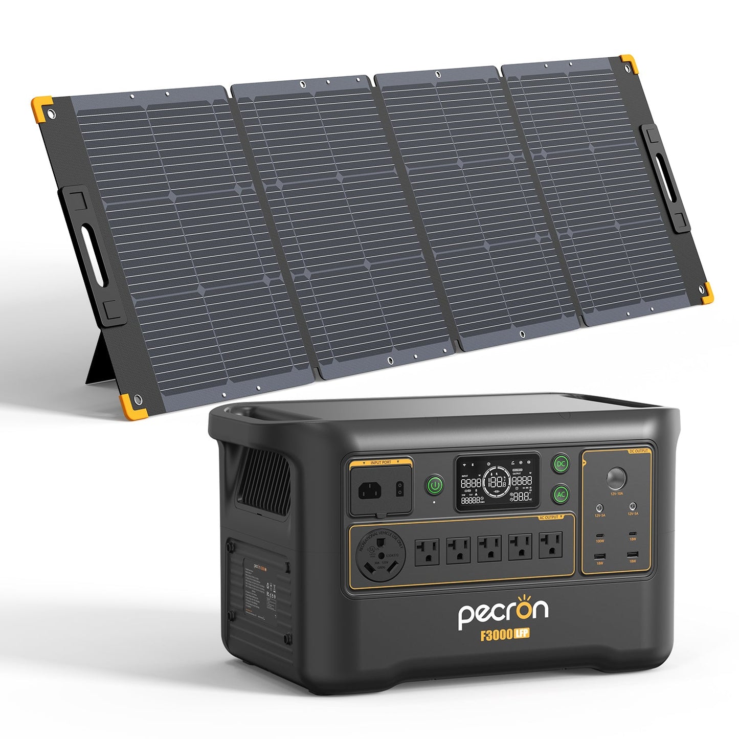 PECRON F3000LFP 3600W 3072Wh LiFePO4 Portable Solar Generator Home Backup