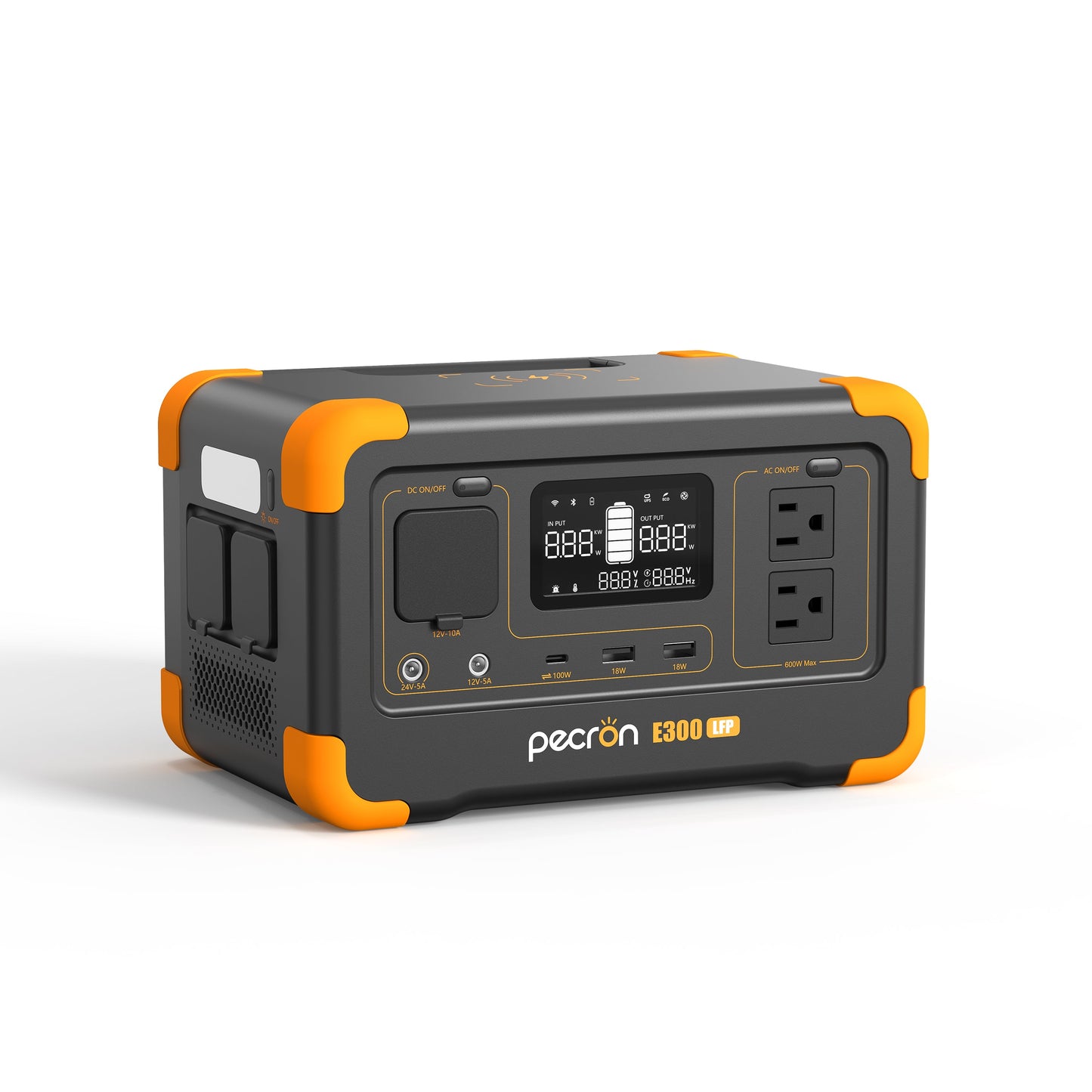 PECRON E300LFP 600W 288Wh Portable Power Station: Durable LiFePO4, Solar Ready
