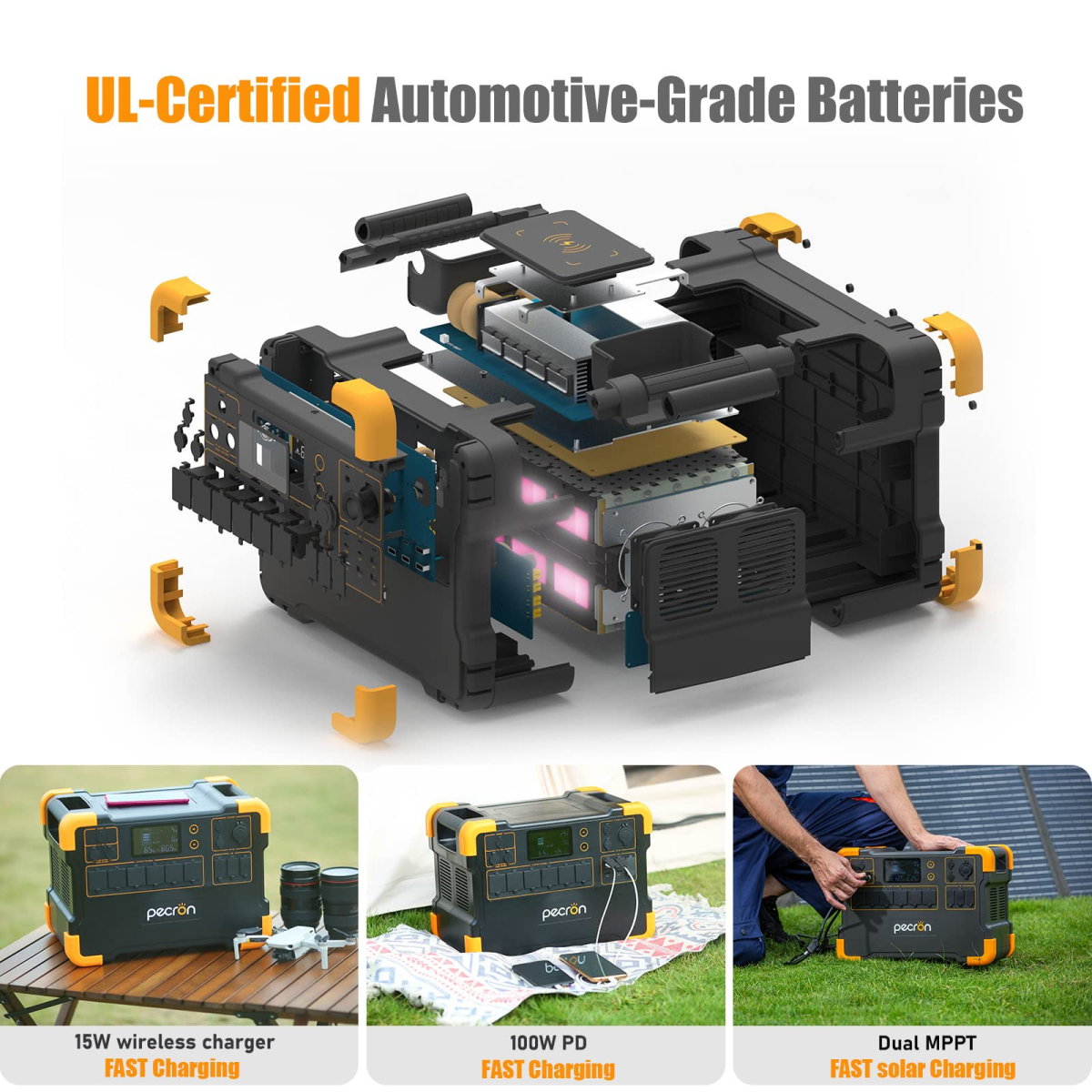 PECRON E2000LFP Expandable 2000W Portable Solar Generator Power Station Kit