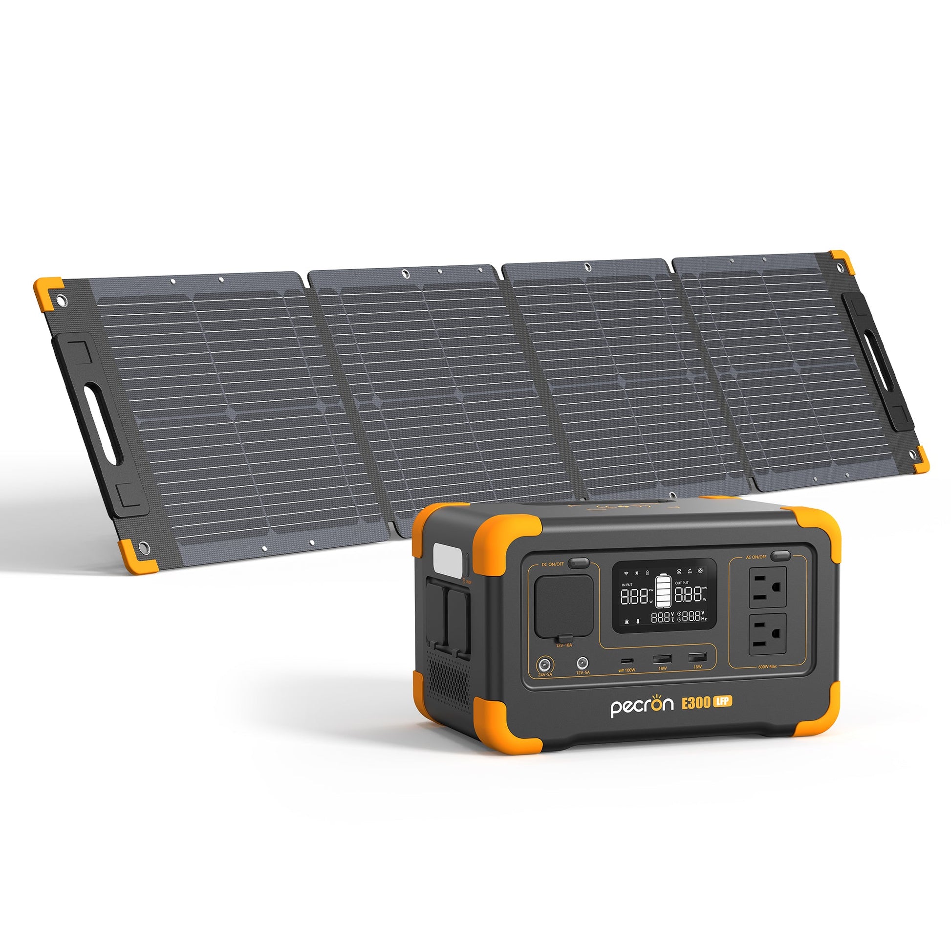 PECRON E300LFP 600W 288Wh Portable Power Station: Durable LiFePO4, Solar Ready