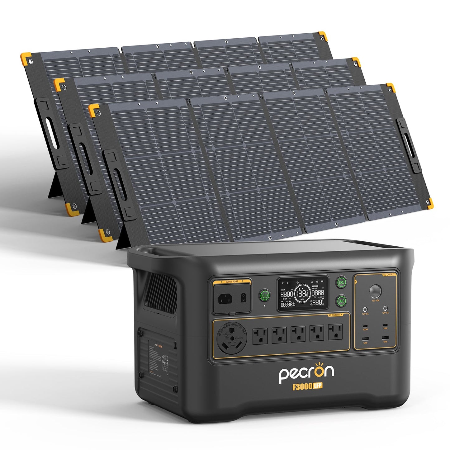 PECRON F3000LFP 3600W 3072Wh LiFePO4 Portable Solar Generator Home Backup