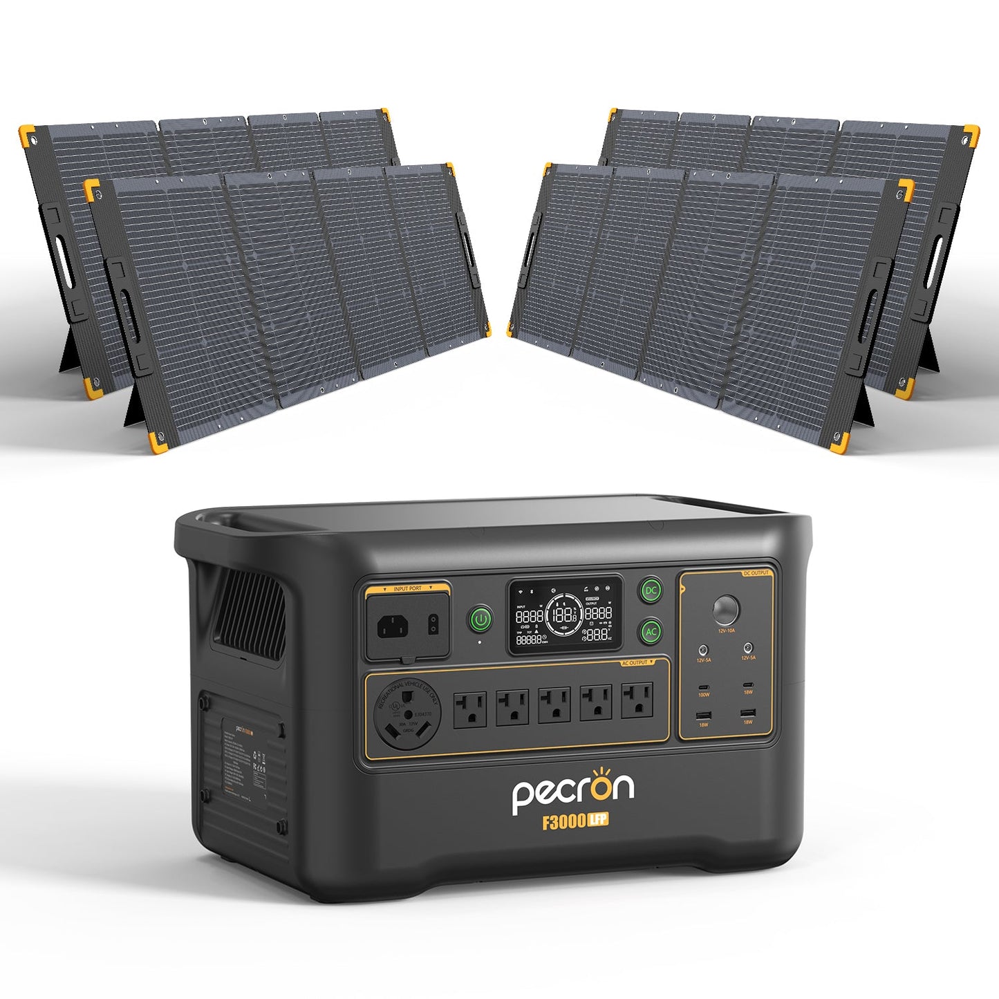 PECRON F3000LFP 3600W 3072Wh LiFePO4 Portable Solar Generator Home Backup