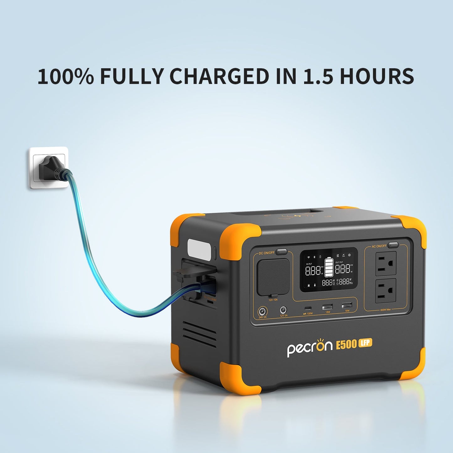 PECRON E500LFP 600W Portable Power Station 576Wh LiFePO4 Battery for Outdoor Adventures