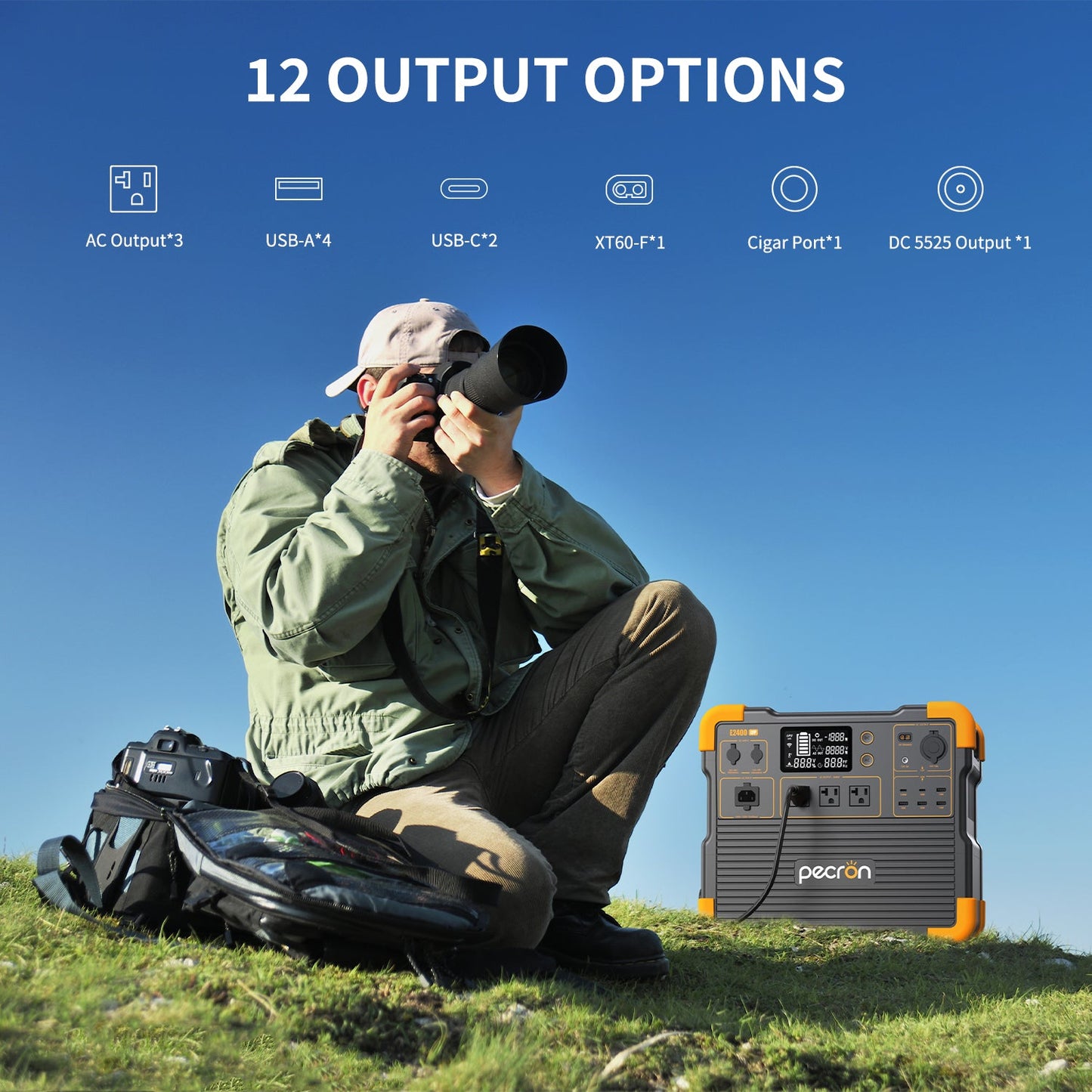 PECRON E2400LFP 2400W 2048Wh Portable Solar Generator Power Station Kit