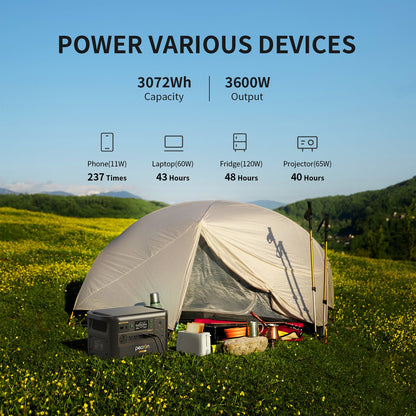 PECRON F3000LFP 3600W 3072Wh LiFePO4 Portable Solar Generator Home Backup