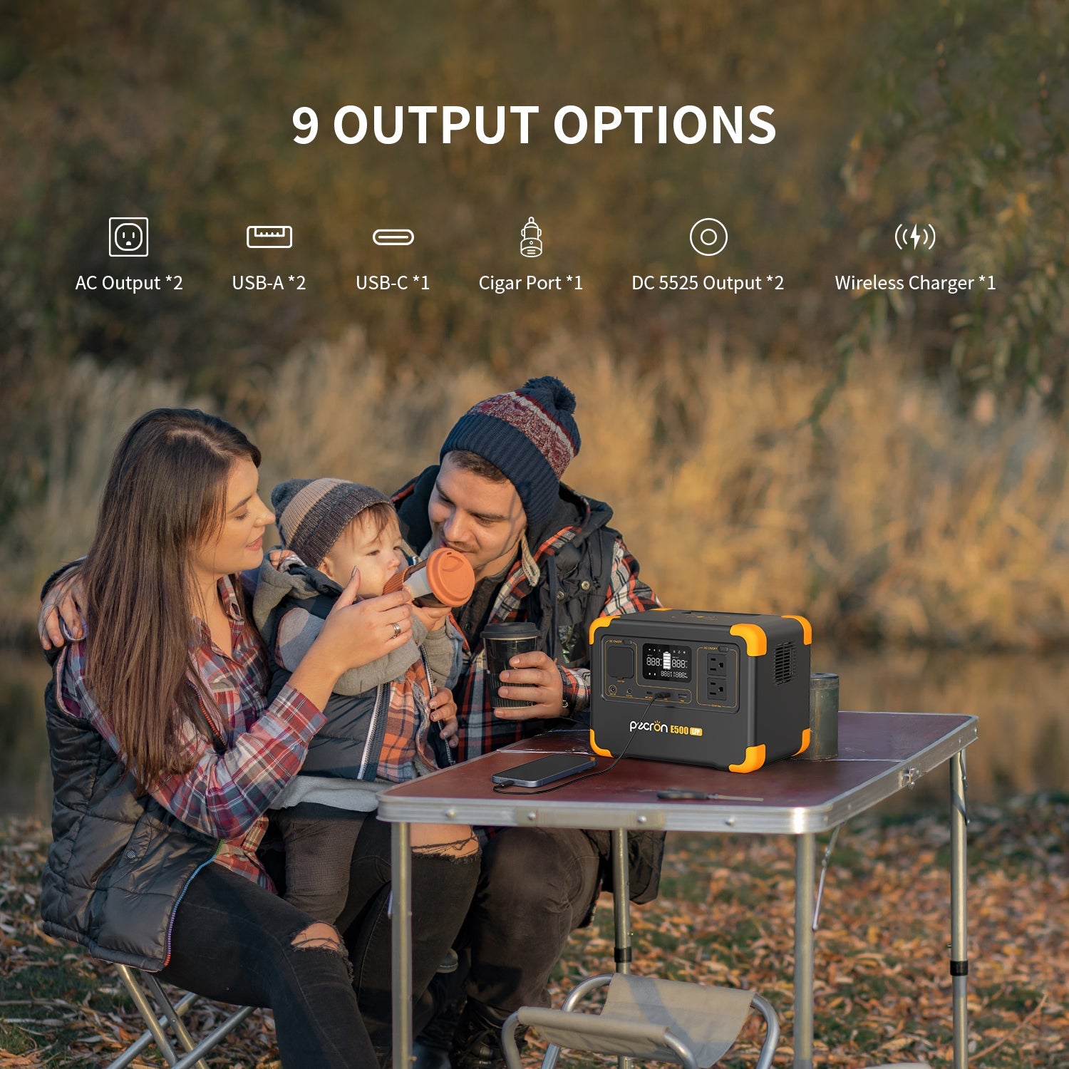 PECRON E500LFP 600W Portable Power Station 576Wh LiFePO4 Battery for Outdoor Adventures