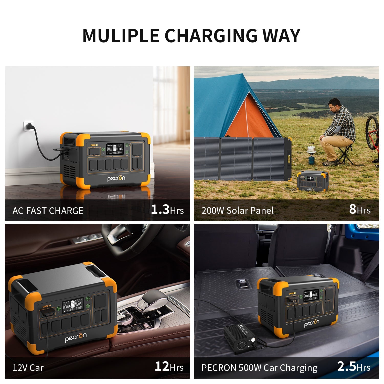PECRON E1000LFP Portable Power Station 1800W 1024Wh LiFePO4 Fast Charging UPS