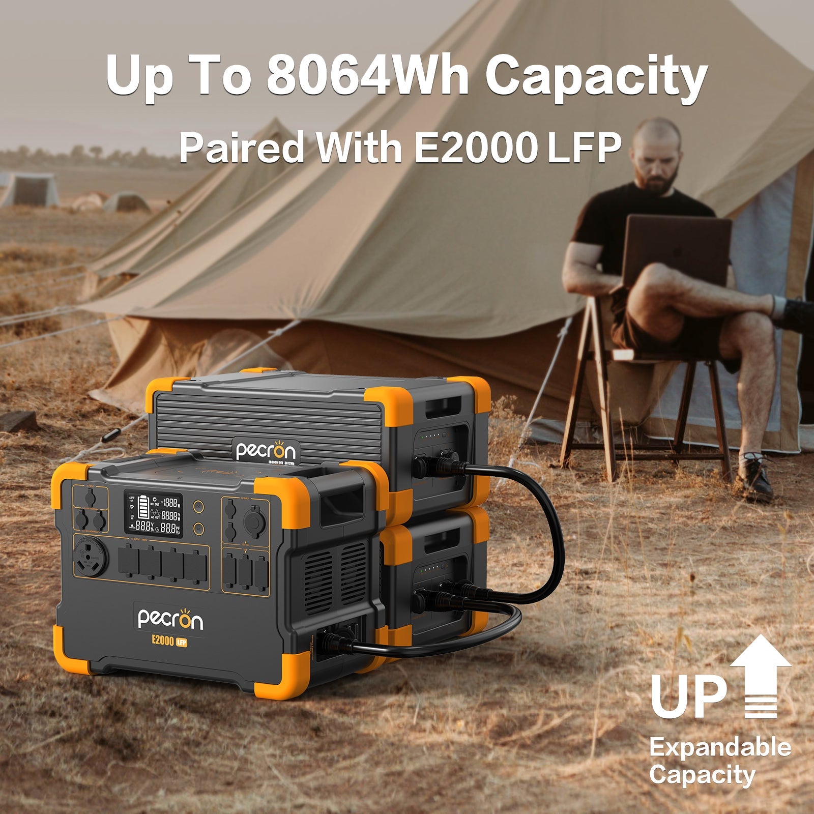 PECRON E2000LFP 2000W Portable Power Station, 1920Wh LiFePO4, Expandable 8kWh