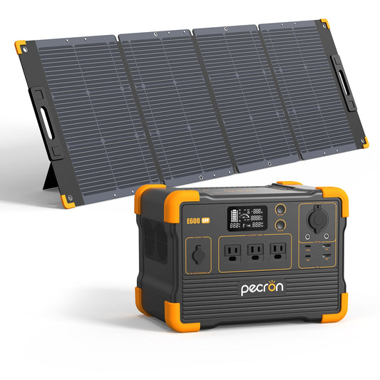 PECRON E600LFP 1200W 614Wh LiFePO4 Portable Solar Generator System Kit