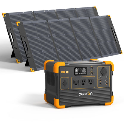 PECRON E600LFP 1200W 614Wh LiFePO4 Portable Solar Generator System Kit