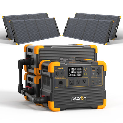 PECRON E1500LFP Portable Solar Generator Kit LiFePO4 2200W Fast Charging