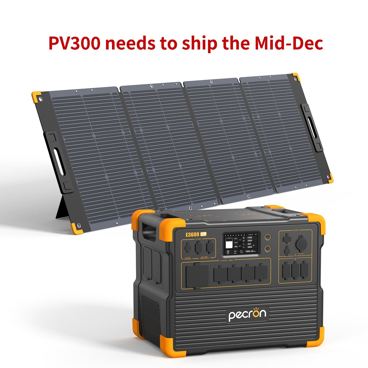 PECRON E3600LFP Solar Generator Kit: 3600W 3072Wh LiFePo4 Portable Power Station