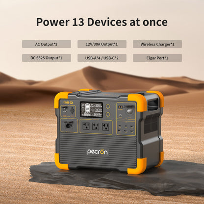 PECRON E1500LFP Pro Expandable Portable Power Station: 2200W, 1536Wh LiFePO4