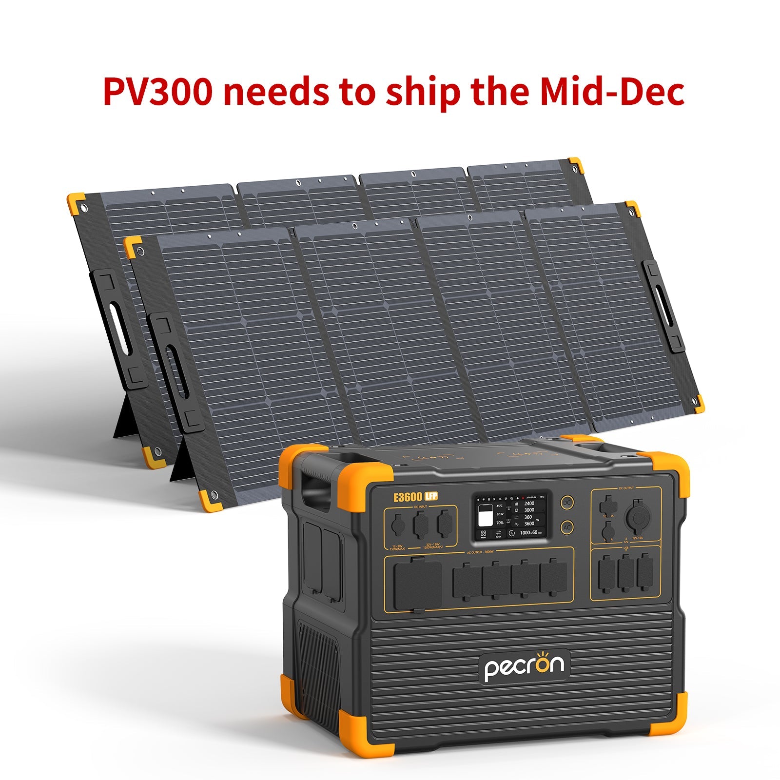 PECRON E3600LFP Solar Generator Kit: 3600W 3072Wh LiFePo4 Portable Power Station