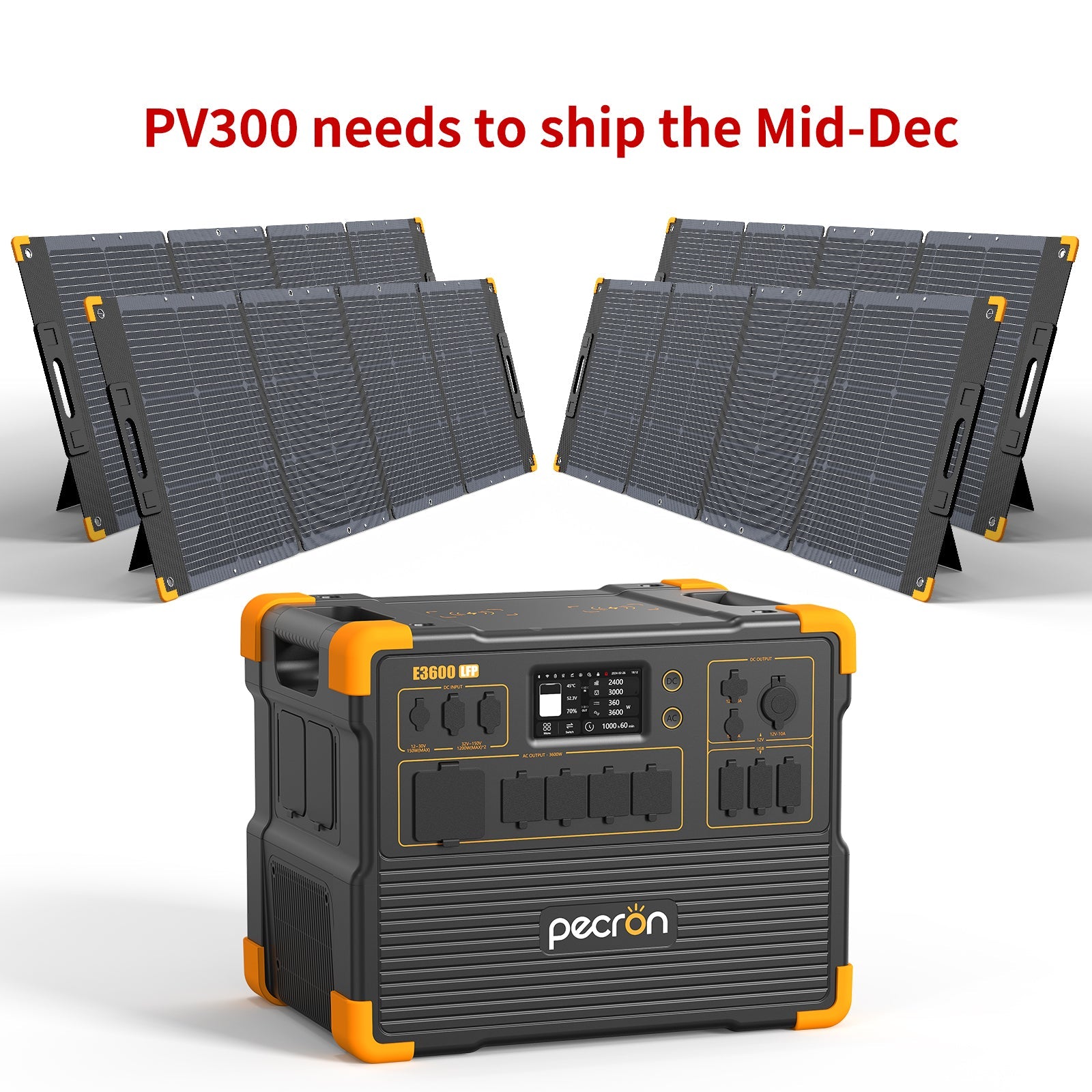 PECRON E3600LFP Solar Generator Kit: 3600W 3072Wh LiFePo4 Portable Power Station