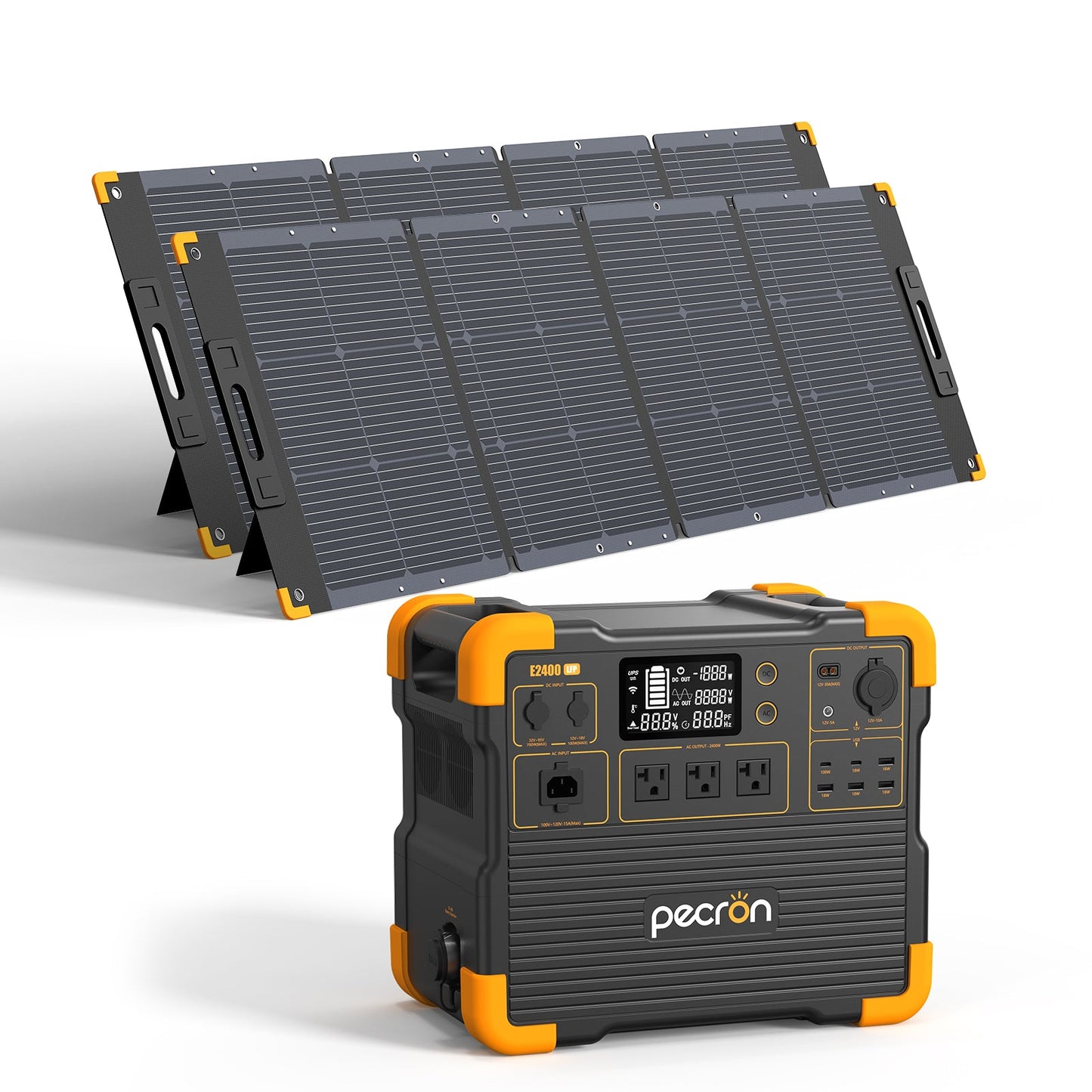 PECRON E2400LFP 2400W 2048Wh Portable Solar Generator Power Station Kit