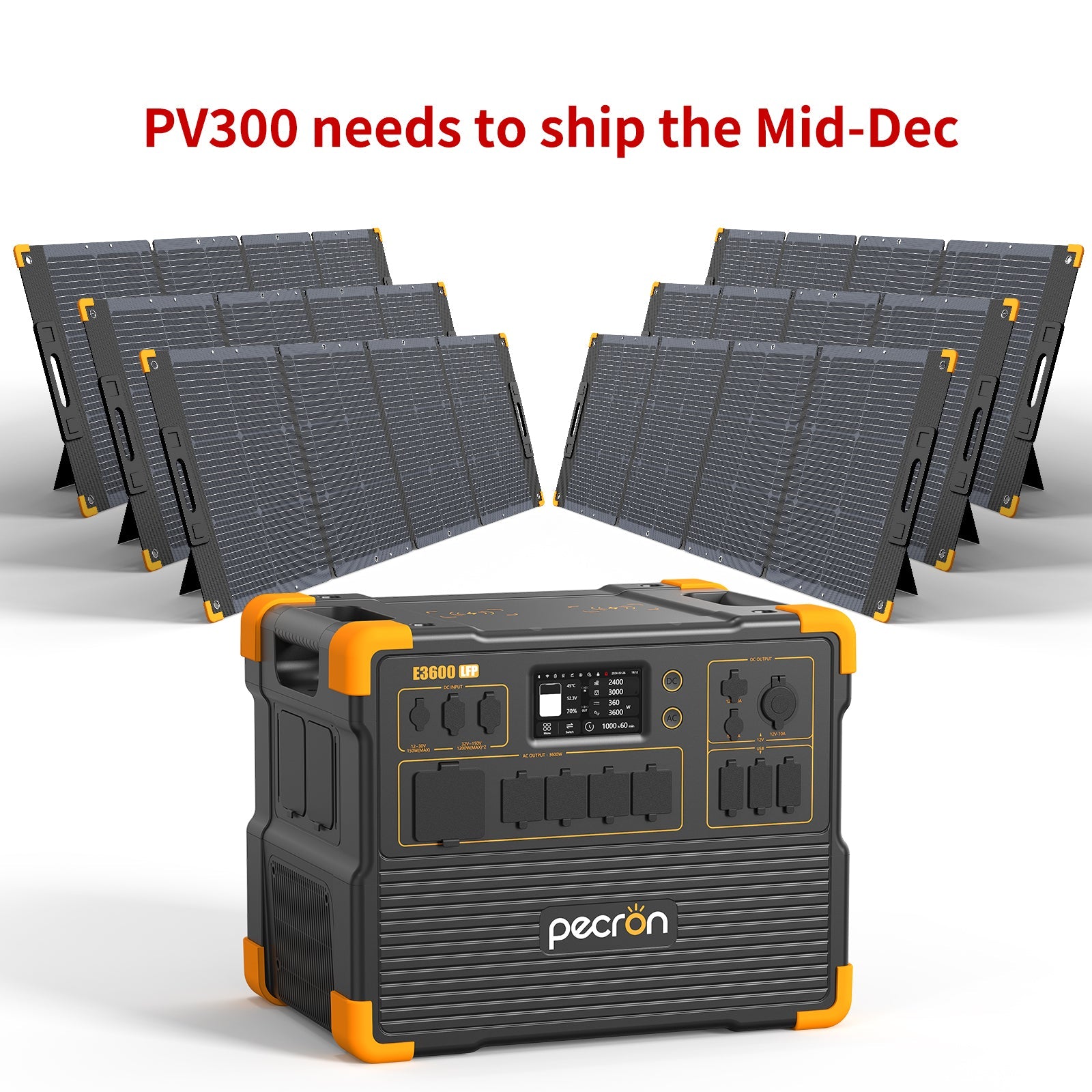 PECRON E3600LFP Solar Generator Kit: 3600W 3072Wh LiFePo4 Portable Power Station