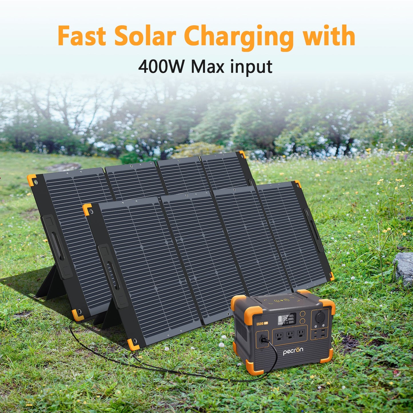 PECRON E600LFP 1200W 614Wh LiFePO4 Portable Solar Generator System Kit