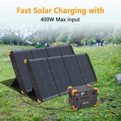 PECRON E600LFP 1200W 614Wh LiFePO4 Portable Solar Generator System Kit
