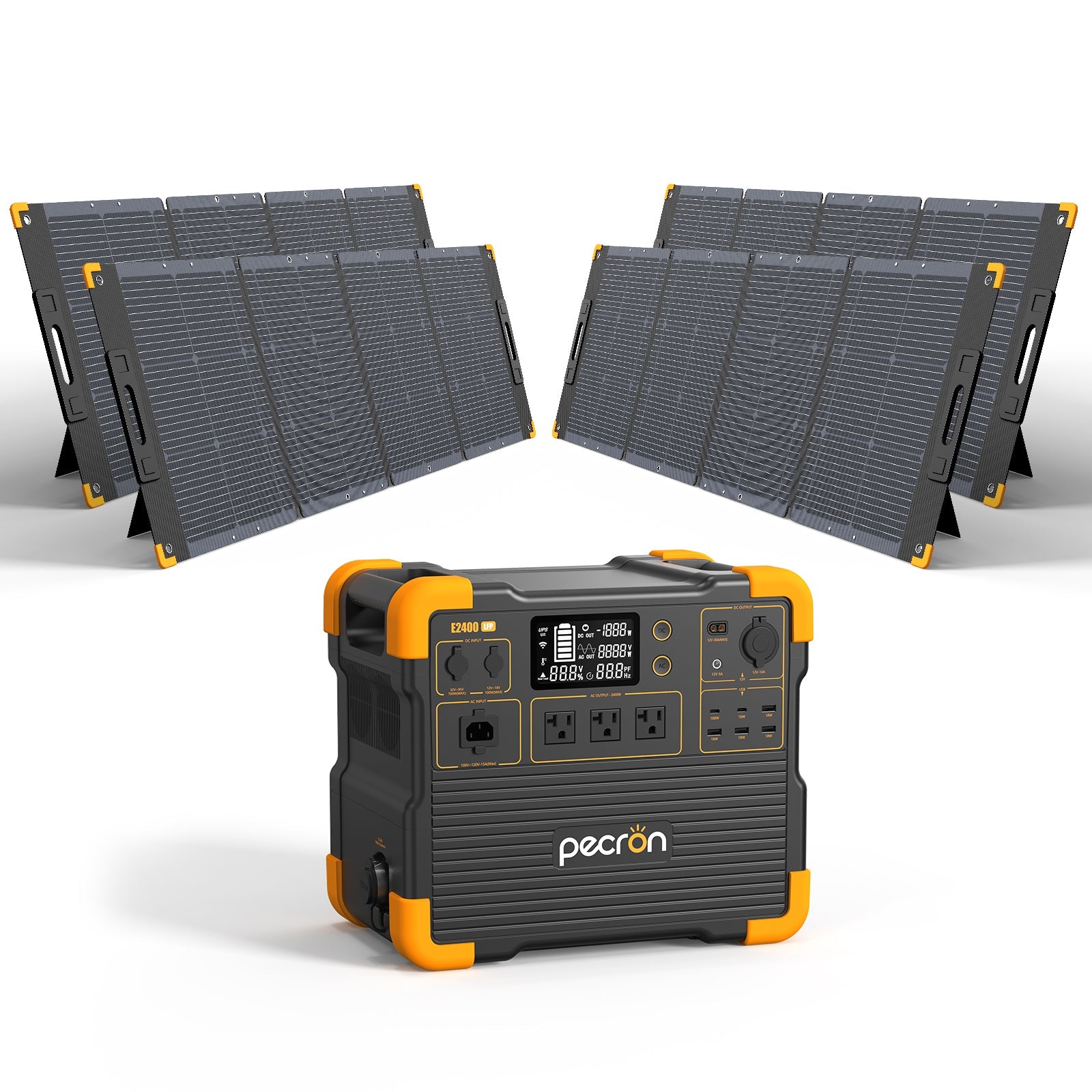 PECRON E2400LFP 2400W 2048Wh Portable Solar Generator Power Station Kit