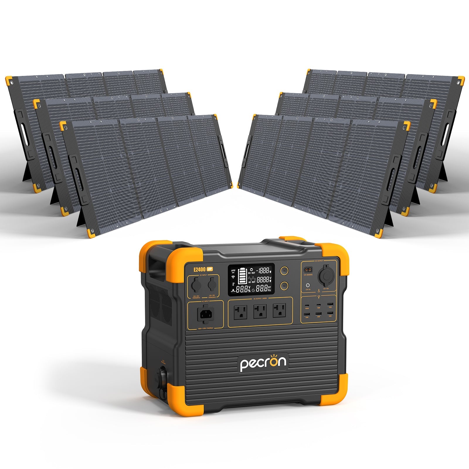 PECRON E2400LFP 2400W 2048Wh Portable Solar Generator Power Station Kit