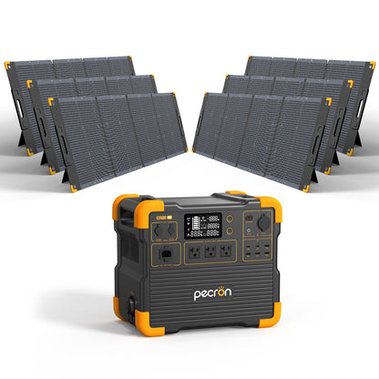 PECRON E2400LFP 2400W 2048Wh Portable Solar Generator Power Station Kit