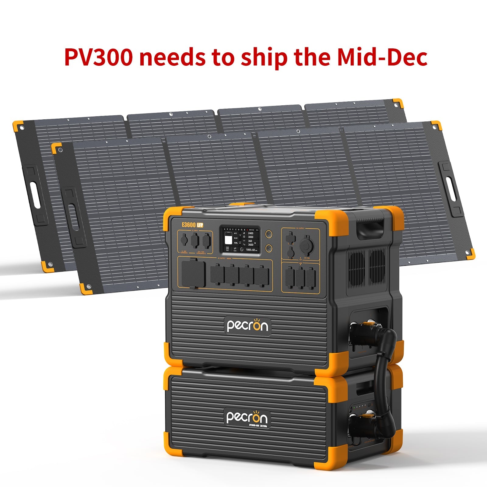 PECRON E3600LFP Solar Generator Kit: 3600W 3072Wh LiFePo4 Portable Power Station