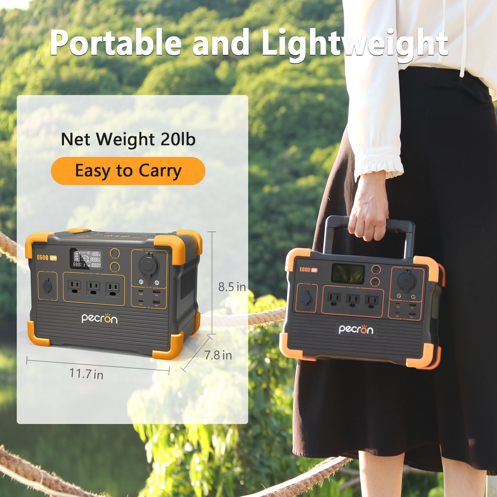 PECRON E600LFP 1200W 614Wh LiFePO4 Portable Solar Generator System Kit
