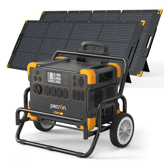 PECRON E2000LFP Expandable 2000W Portable Solar Generator Power Station Kit