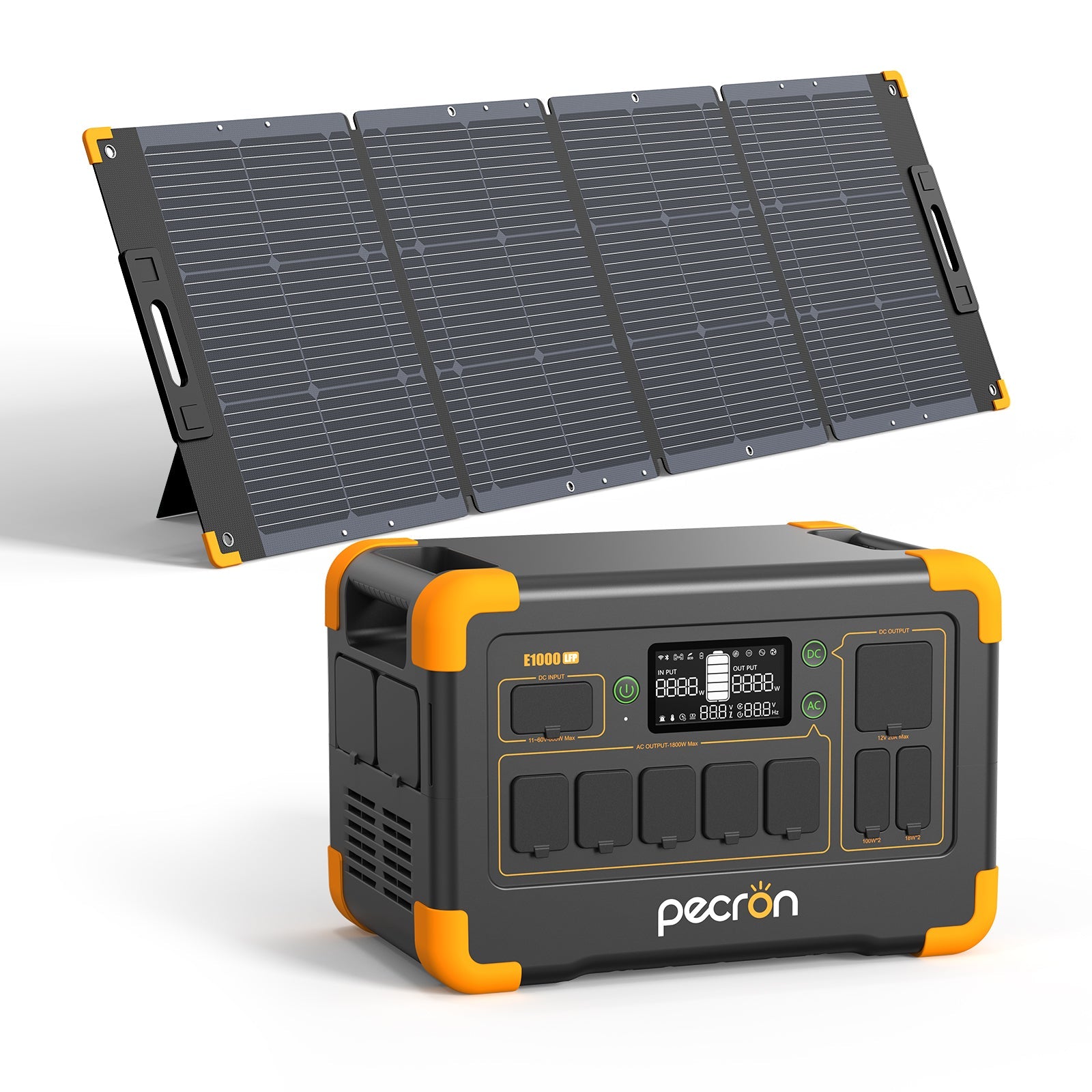 PECRON E1000LFP Portable Solar Generator 1024Wh LiFePO4 Power Station Kit