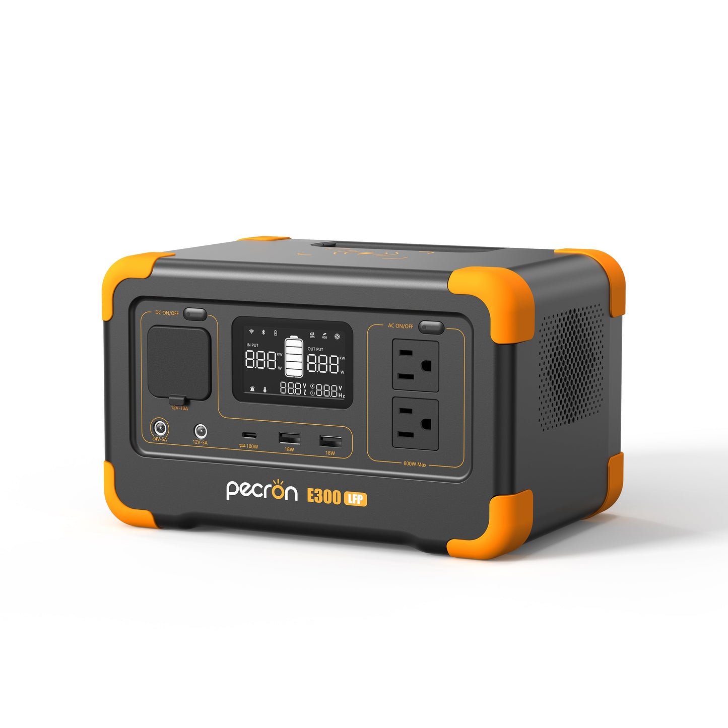 PECRON E300LFP 600W 288Wh Portable Power Station: Durable LiFePO4, Solar Ready