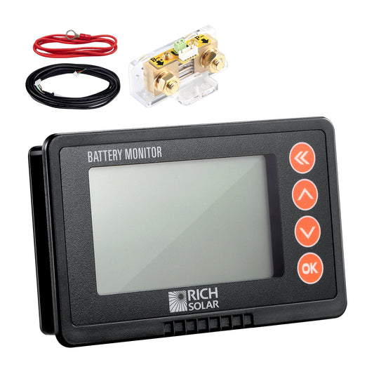 RICH SOLAR 500 Amp Battery Monitor Shunt Kit, 8-120V Accurate Display