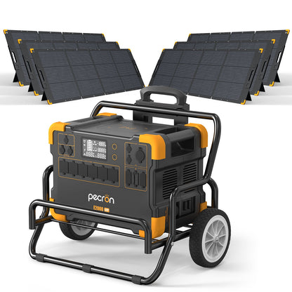 PECRON E2000LFP Expandable 2000W Portable Solar Generator Power Station Kit