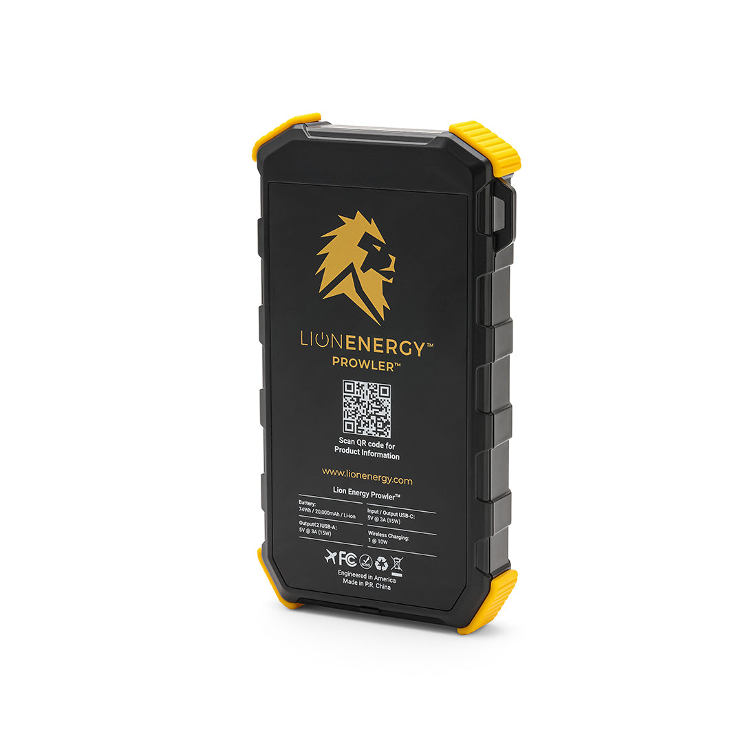 Lion Prowler Portable Power Bank: Wireless Charging, Multi-USB, Flashlight, Lamp