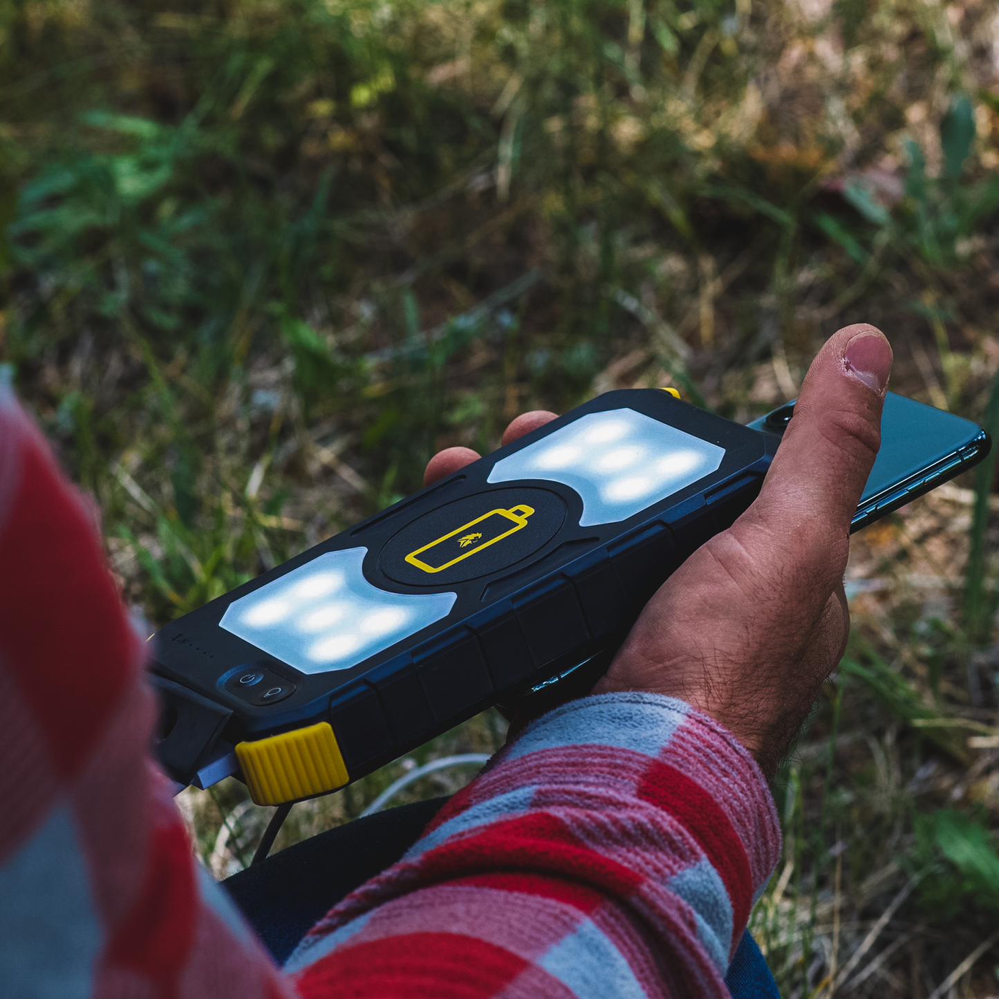 Lion Prowler Portable Power Bank: Wireless Charging, Multi-USB, Flashlight, Lamp