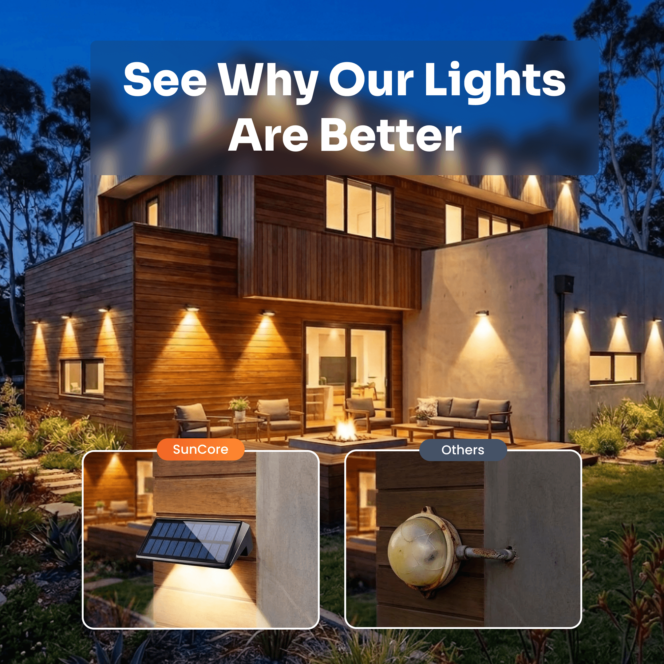 Portable Solar Fence Lights (2 Pack)