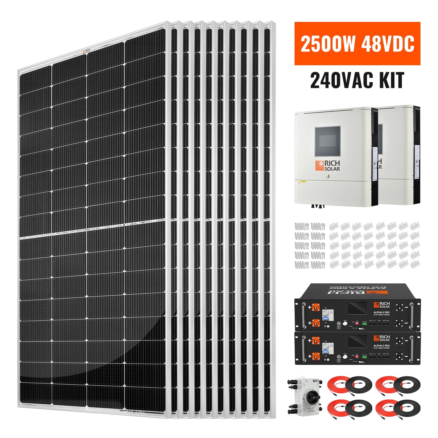 High-Performance 2500W 48VDC-240VAC Off-Grid Solar Energy System Kit