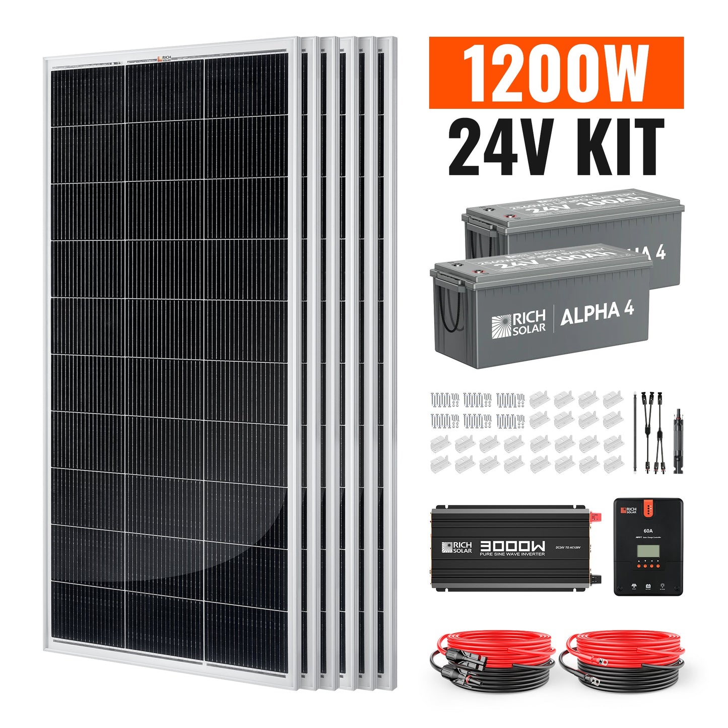 Powerful 1200W 24V Complete Solar Kit for RVs & Off-Grid Living