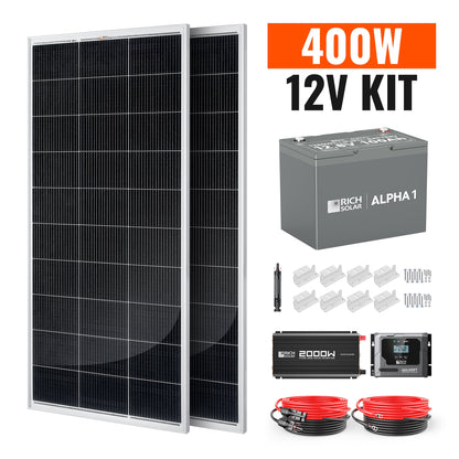 Powerful 400 Watt Complete Solar Kit for RVs & Off-Grid Living