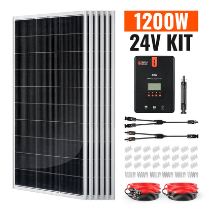 Powerful 1200W Monocrystalline Solar Kit for RV, Boat, Off-Grid Power