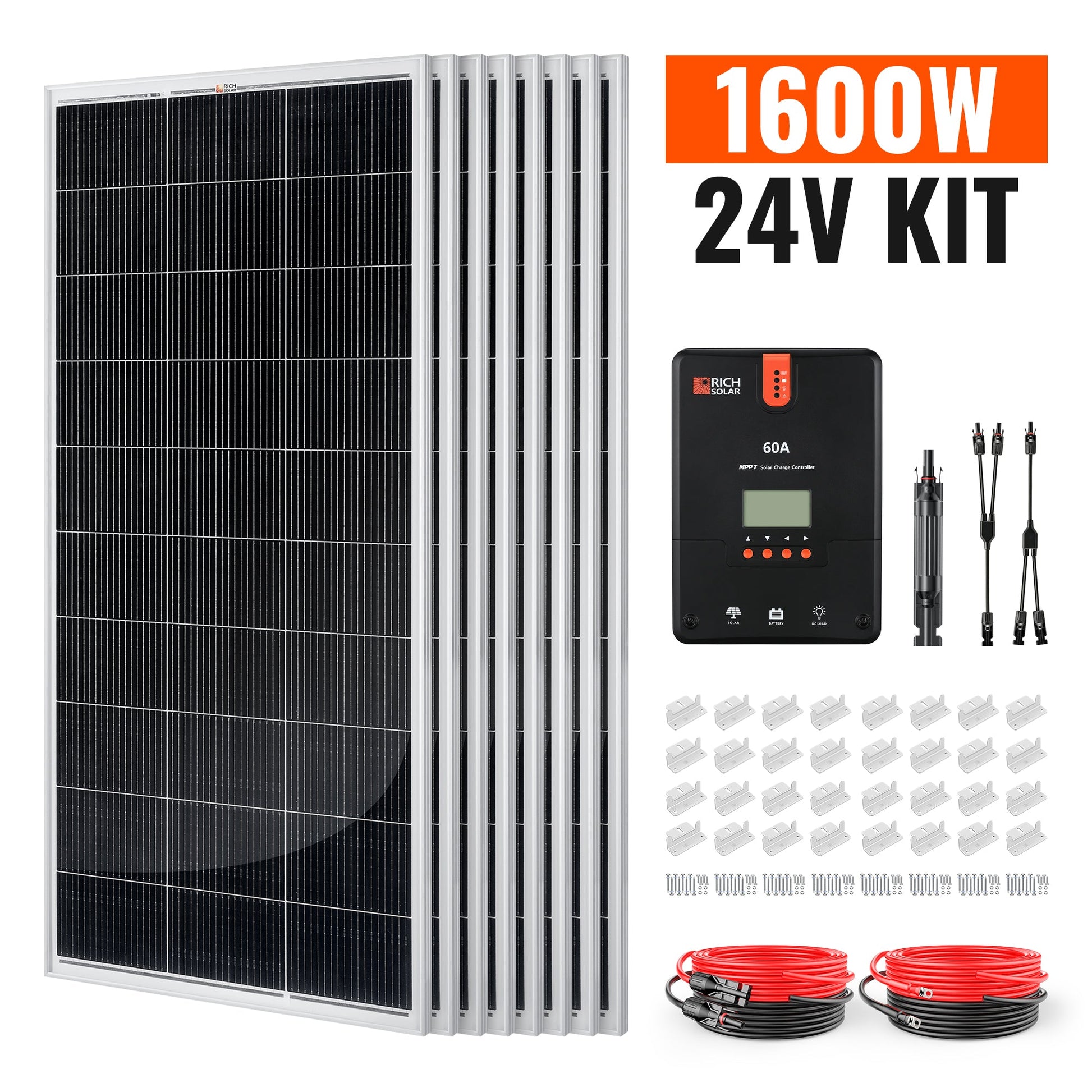 High-Efficiency 1600W 24V Solar Kit with 60A MPPT Charge Controller