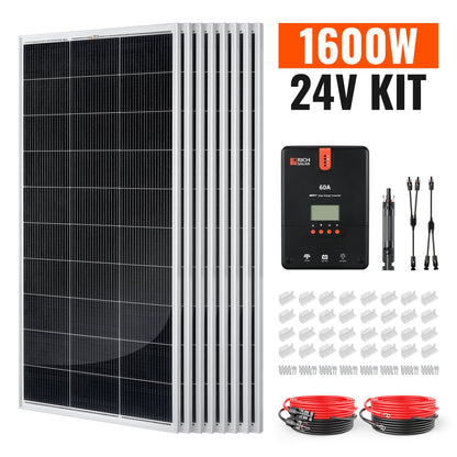 High-Efficiency 1600W 24V Solar Kit with 60A MPPT Charge Controller
