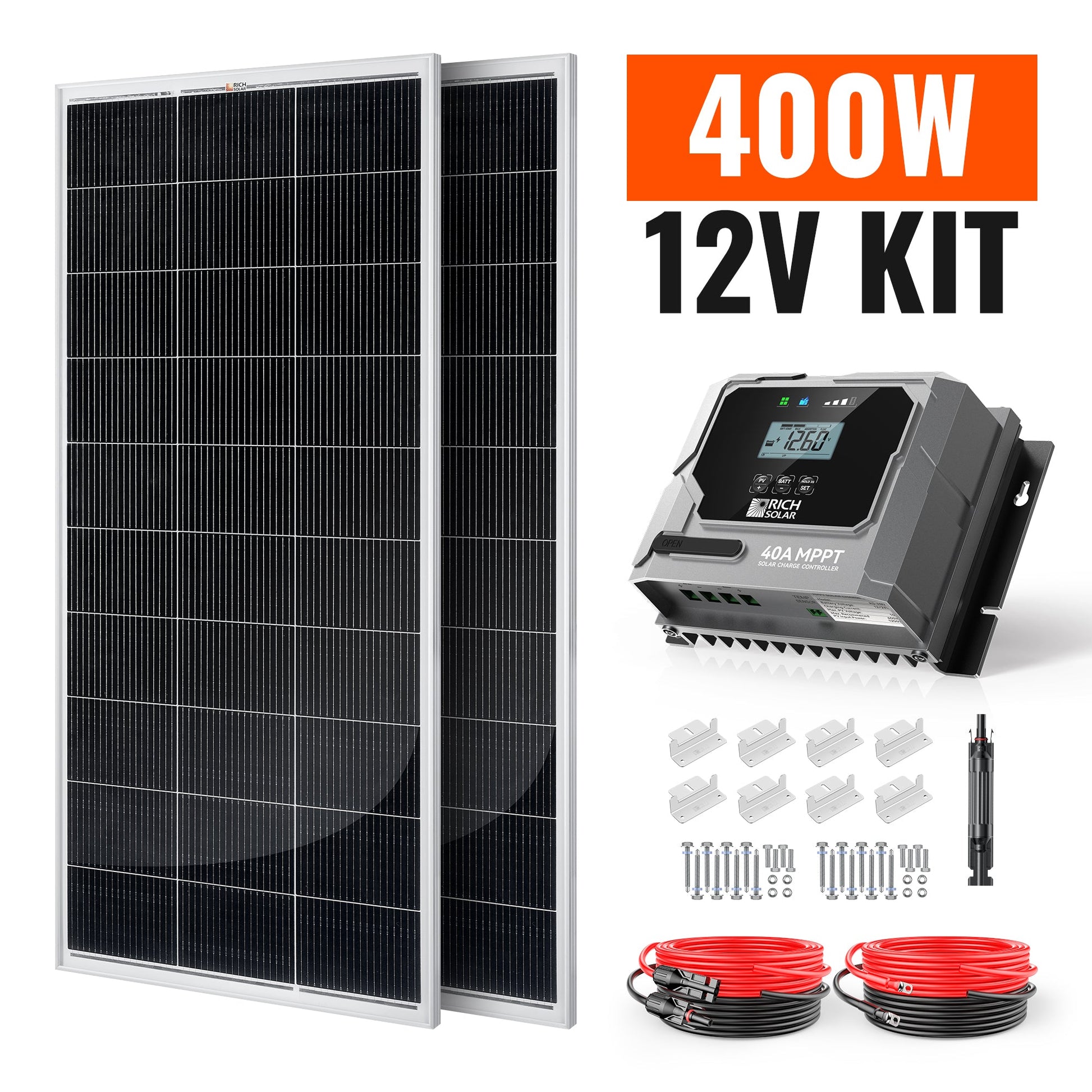 RICH SOLAR 400W 12V High-Efficiency Monocrystalline Solar Kit MPPT RV Boat
