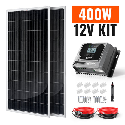 RICH SOLAR 400W 12V High-Efficiency Monocrystalline Solar Kit MPPT RV Boat